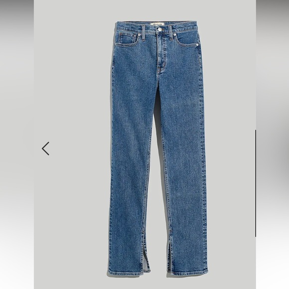 Madewell Mid-Rise Stovepipe jeans in knowland wash- slit hem edition